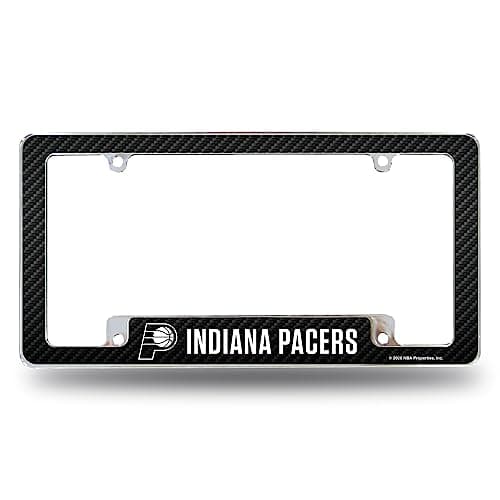 Rico Industries NBA Indiana Pacers Carbon Fiber 12" x 6" Chrome All Over Automotive License Plate Frame for Car/Truck/SUV