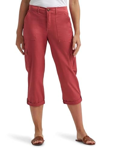 Lee Women's Ultra Lux Comfort with Flex-to-Go Cargo Capri Pant, Cinnamon Red, 4