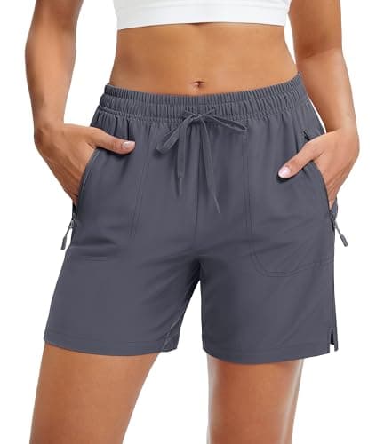 MAGCOMSEN Running Shorts for Women UPF50+ Lightweight Quick Dry Gym Athletic Hiking Summer Shorts Pockets Dark Grey, M