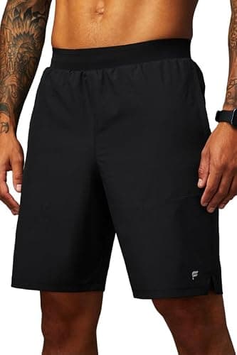 Fabletics Men's The Fundamental Short II, Workout, Running, Training, Gym, Yoga, Ultra Lightweight, 9" Inseam, S, Black/Black