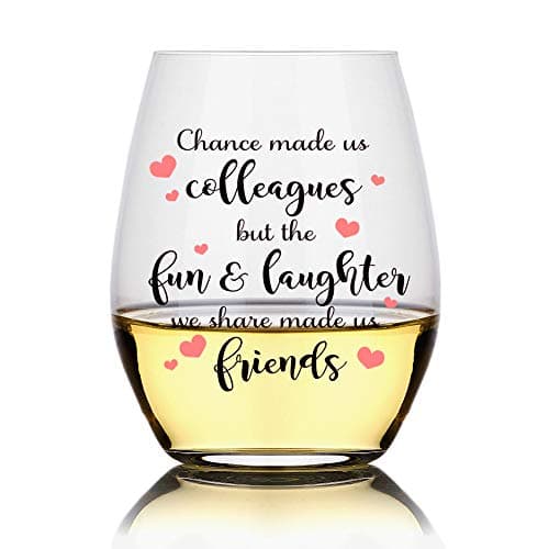 Perfectinsoy Chance Made Us Colleagues, 15oz Funny Stemless Wine Glass, Coworker Gifts for Leaving Farewell, Birthday, Valentines, Galentines, Retirement,Funny Gifts For Coworkers