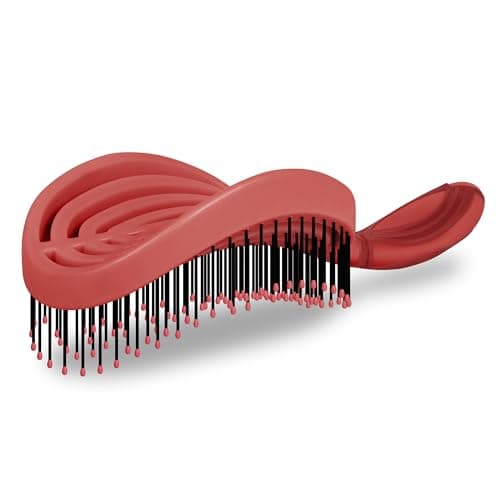 NuWay DoubleC Pro Professional Detangling Hair Brush – Patented Double Curve Scalp Care Brush for Gentle Detangling, Blow-Dry Styling & Wet or Dry Hair (Red)