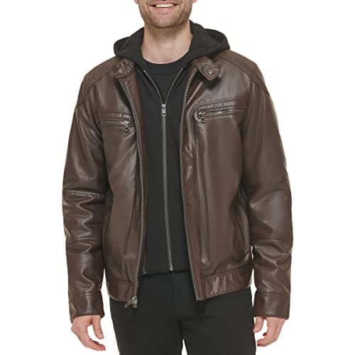 Calvin Klein Men’s Motorcycle Jacket With Removable Hoodie