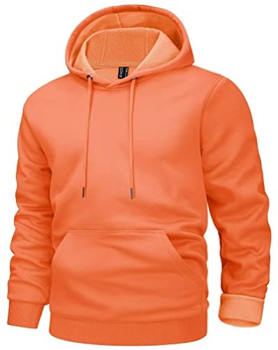 MAGCOMSEN Men Sweatshirts Hoodies Casual Hoody Micro Fleece Tops Spring Pullover Stylish Hoody Warm Cotton Hoodies Soft Hooded Pullover Orange S