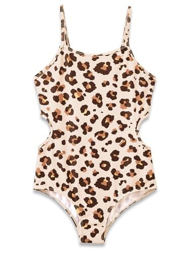 Dvenki Big Girls Asymmetric Cutout Swimsuit Adjustable Straps Sizes 14