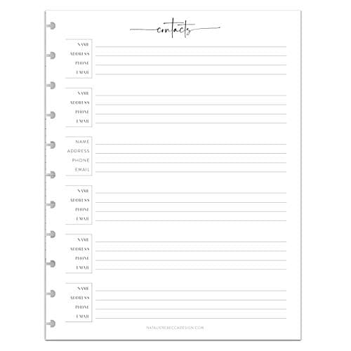 BetterNote CONTACTS Address Refill Pages 11-Disc Planner LARGE 11MD25