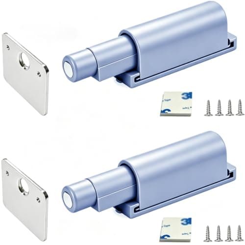 Small Magnetic Push Latch Push to Open Door Latch Cabinet Hardware 2 Pack ZKRIOC Touch Latch and Catch for Door, Magnet Push Release Heavy Duty Tip on Closet Close Strong Pop Out, Gray