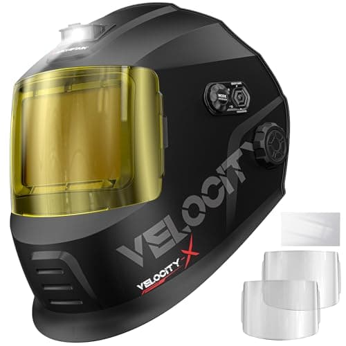 ARCCAPTAIN Intelligent Welding Helmet, 4.6" x 3.2" Large Viewing Screen Auto-Shade Welding Hood with Internal Display, True Color 1/1/1/1, 1/30000s Response, Memory & Gradient, Built-in LED Light
