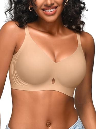 Cuteio S-2XL Wireless Jelly Bras for Women with Support - Seamless Bra No Underwire Full Coverage Comfort T-Shirt Bralette, Skin, M