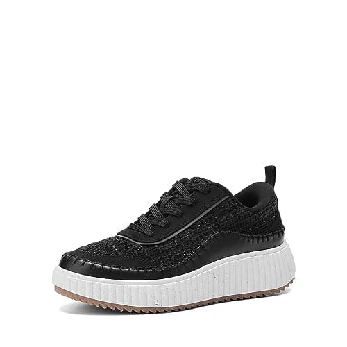 Dream Pairs Women Chunky Platform Fashion Sneaker, Size 7,Black, SDFN2379W