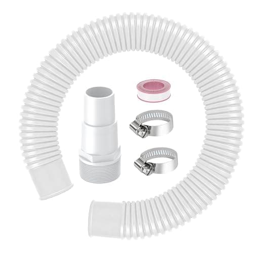 1.25” Pool Sand Filter Pump Hose with Adapter – 1-1/4” Diameter Pool Sand Pump Filter Hoses for Replacement Above Ground Pools Compatible with Intex Coleman Saltwater Systems (1 PACK White)