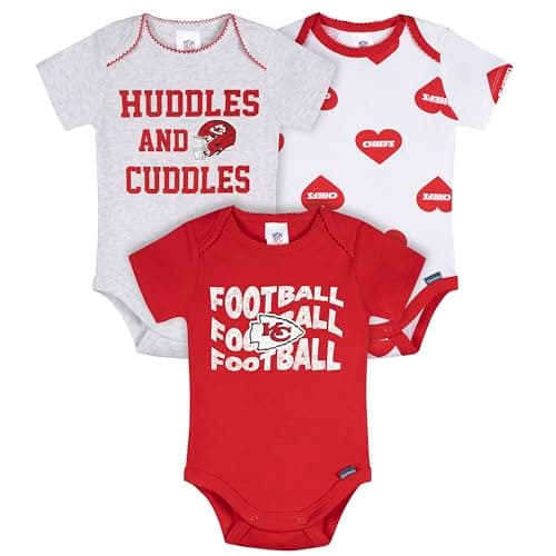 Gerber Baby Girls' NFL 3-Pack Onesie Bodysuit, Chiefs, NFL 3-Pack6 Months