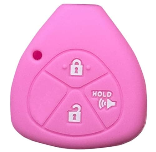 Silicone Key Fob Cover, 3 Buttons Keyless Replacement Fit for Toyota 4Runner Avensis Matrix RAV4 Yaris Hatchback Sedan 2007-2014, Key Fob Cover Protector HYQ12BBY (Pink)