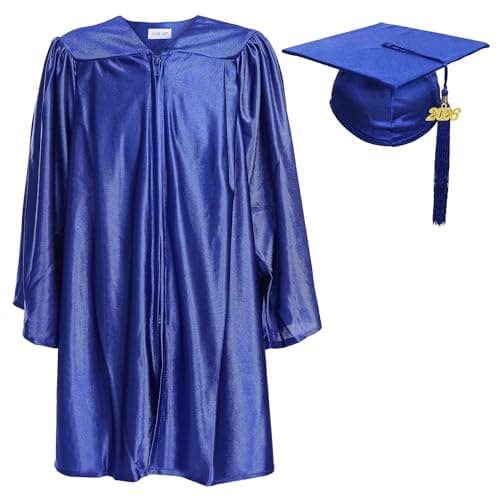 Newrara Unisex Shiny Kindergarten Gown Cap with Tassel (24, Royal)