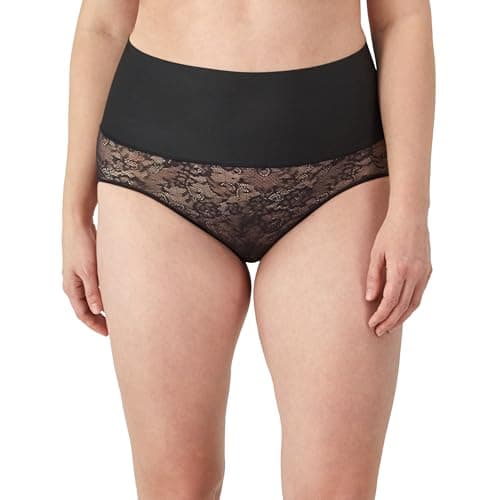 Maidenform womens Tame Your Tummy Shaping Lace With Cool Comfort Dm0051 Shapewear Briefs, Black Lace, Medium US