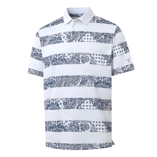 Golf Shirts for Men Dry Fit Short Sleeve Print Performance Moisture Wicking Polo Shirt