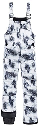 CREATMO US Snow Ski Pants Boys Bibs Kids Camping Travel Snowbib Black White 8