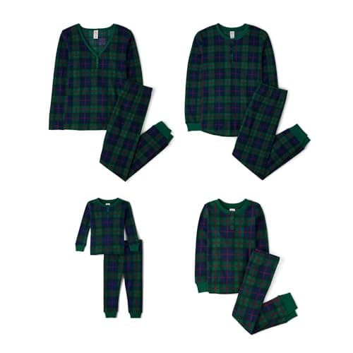 The Children's Place Baby Women's Family Matching, Plaid Thermal Pajamas Sets, Green Tartan-Adult Mom