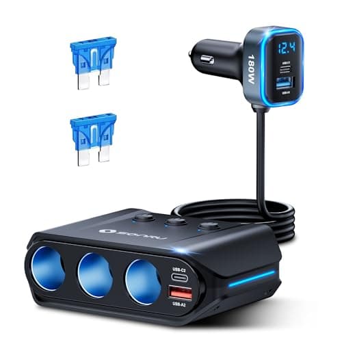 7 in 1 Cigarette Lighter Splitter,SONRU 180W (Max 192W) Car Charger Adapter