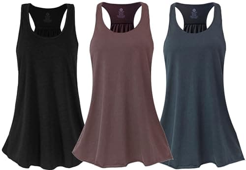 Epic MMA Gear Flowy Racerback Tank Top, Regular and Plus Sizes Pack of 3 (XX-Large,Blk/Slt/Mav)