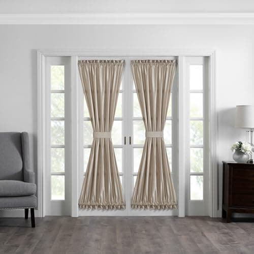 Elrene Home Fashions Colette Faux-Silk French Door Window Panel, 54 in x 72 in (1 French Door Panel), Taupe