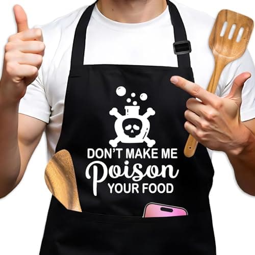 GOSJINNK Funny Cooking Gifts for Women, Don't Make Me Your Food Black Aprons, Adjustable Kitchen Baking Aprons with Pockets, Sarcastic Apron Gifts, Humor Birthday Gifts for Mom Wife Hostess