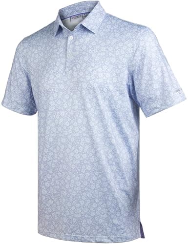 Floral Golf Shirts for Men Purple Short Sleeve Performance Polo