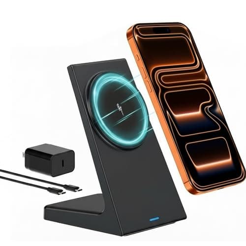 for iPhone Charger Stand – Magnetic Wireless Charger for iPhone 17/16/15/14/13/12 Series,20W Wireless Fast Charging Station for AirPod 2/3/4, Strong Magnet, Stable Phone Stand Charger for Desk&Bedside