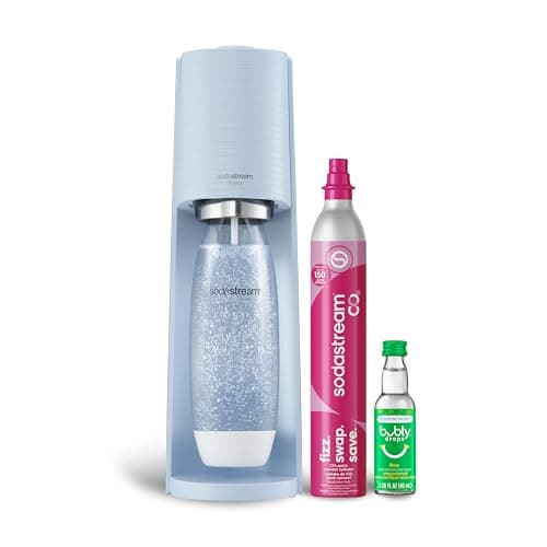 SodaStream Terra Sparkling Water Maker (Misty Blue) with CO2, DWS Bottle and Bubly Drop
