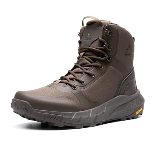 NORTIV 8 Men's Military Tactical Boot Lightweight Comfortable Boots for Work All Day Side Zipper Motorcycle Combat Hiking Boots Metrostrike(8-9 Inches),Size 7,Brown