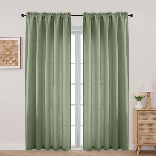Aiyufeng Curtains 84 inch Length for Bedroom ,Light Filtering Faux Linen Textured Window Curtain for Living Room Farmhouse Kitchen with Rod Pocket,Elegant Breathable Drapes 2 Panels,52Wx84L,2PCS