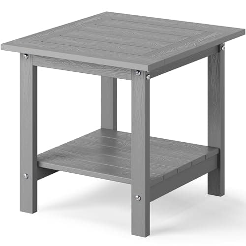 YEFU 16x16 in Outdoor Side Table, HIPS Adirondack Tables for Patio, Grey