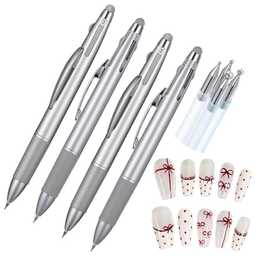 DOPENSPI 4PCS Nail Dotting Pen, 5-in-1 Nail Dotting Tool Ballpoint Pen Design Double End Nails Art Pens Dottings Tools Manicure Art Tools for Nails DIY Salon