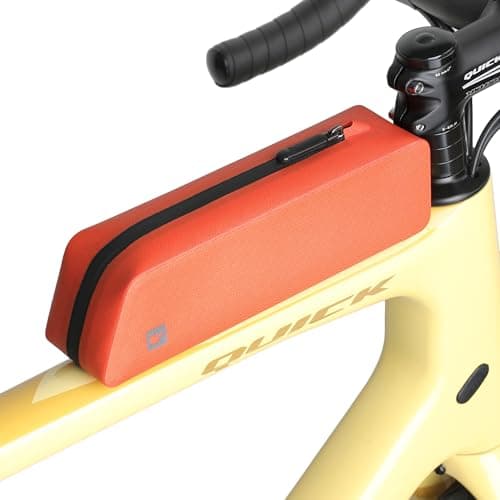 Rhinowalk Bike Top Tube Bag Bike Frame Bag with Zipper Fully Waterproof and Stable Bicycle Frame Bag Bicycle Bag Professional Cycling Accessories for Mountain Road Bike-Orange