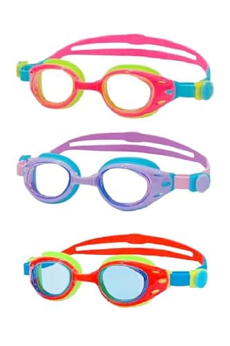 YUENREE 3 Pack Kids Swim Goggles Ages 6-12 Anti-Fog UV Protection