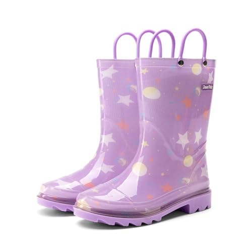 DREAM PAIRS Kids Rain Boots Cute Lightweight Waterproof with Pull-on Handles for Girls & Boys Toddler Outdoor Play,Size 8 Toddler,Purple,KKUMRB2507