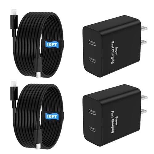 45W 2Pack Super Fast Charger USB C Dual Port Android Phone Charger Type C Fast Charging Block with 10FT Type-C Charger Cord for Samsung Galaxy S26 Ultra/S26/S26+/S25/S24/S23/S22/S21+/iPhone 17/16/15