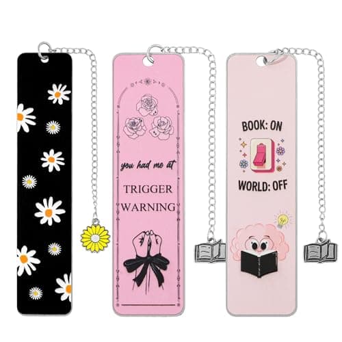 Cute Pink Bookmarks for Women, 3pcs Funny Metal Page Marks