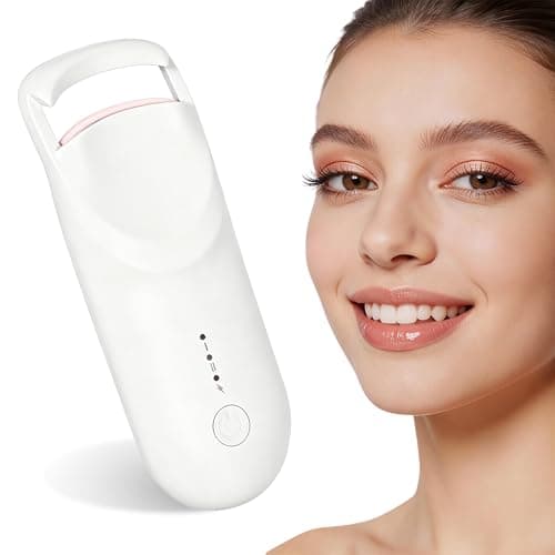 Heated Eyelash Curler,Portable Electric Heated Lash Curler Type-C Rechargeable Travel Eyelash Curlers with Heat Sensitive Silicone Pad,2-Level Adjustable Temp and Long-Lasting Natural Curves (White)