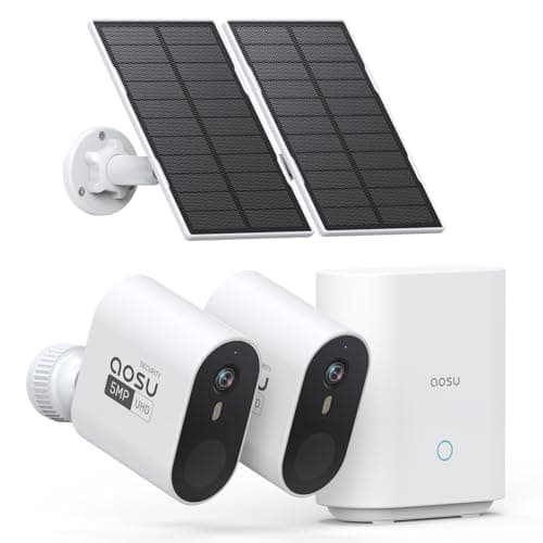 aosu 3K/5MP Solar Security Cameras Wireless Outdoor System, 2-Cam-Kit