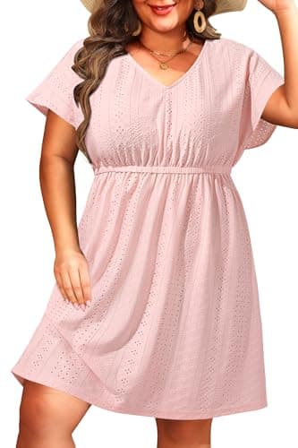 Pinup Fashion Plus Size Swim Cover Up Women Pink Bikini Beach Dress Swimwear Bathing Suit Coverups 14W