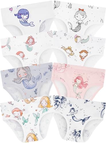 BliBliTaTa Girls' Underwear,Soft Cotton Tagless Panties for Toddlers' & Little Kids Comfort,Breathable Briefs in Sizes 18-24 Months,2T,3T,4T,5T,6T,7,8,10,12 Years Old,8-Pack Shells-6-