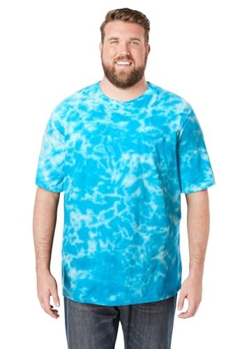 KingSize Men's Big & Tall Shrink-Less Lightweight Pocket Crewneck T-Shirt - 5XL, Royal Blue Marble
