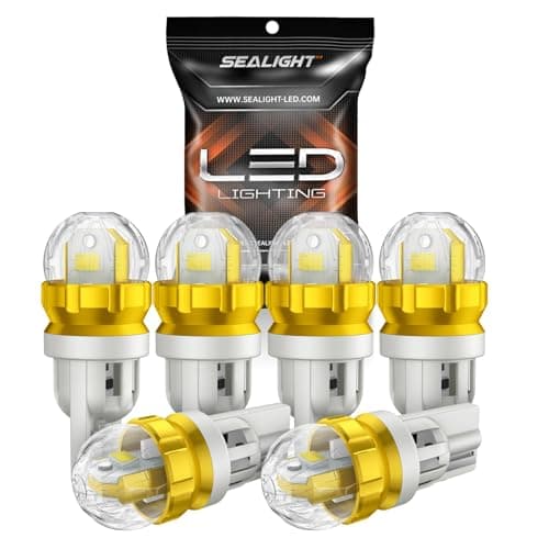 SEALIGHT 194 LED Light Bulb 6000K White 168 T10 W5W 2825 Super Bright 360° LED Replacement Bulbs 3020SMD for License Plate Light, Dome Light, Map Light, Courtesy Light, Side Marker Lights, Pack of 6