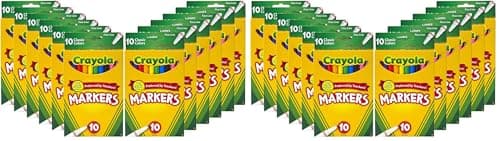 Crayola Fine Line Markers for Kids, Bulk Coloring Markers for School, 10 Assorted Colors, Essential Teacher Classroom Supplies, Ages 3, 4, 5, (Pack of 24)