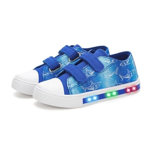 Toddler Kids Sneakers for Boys Girls Light Up Canvas Shoes Children Low Top Casual Outdoor Sneaker with Adjustable Straps Size 11