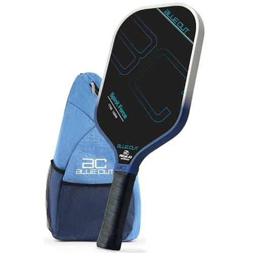 Blue Cut Pickleball Paddle – USAPA Approved Pickleball Paddles Racket with T700 Carbon Fiber, 16mm Honeycomb Core, Spin Surface, Pro Power Speed & Control – Includes Carry Bag