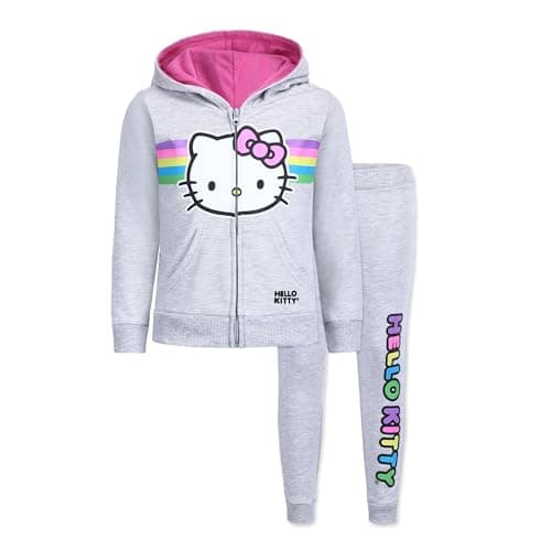 Hello Kitty Sanrio Girls Zip Up Hoodie and Pants Set for Infant, Toddlers, and Big Kids