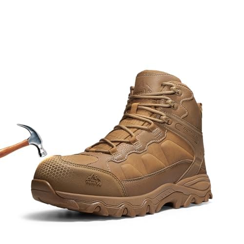 NORTIV 8 Waterproof Steel Toe Boots for Men Slip Resistant Safety Industrial Boots Paladin-Steel,Size 8,Coyote,JS19004M-STEEL