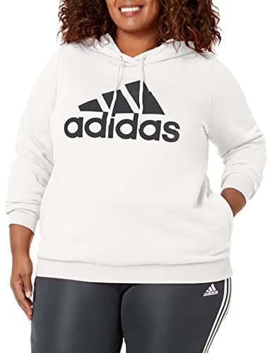 adidas Women's Standard Loungewear Essentials Logo Fleece Hoodie, White/Black, Small